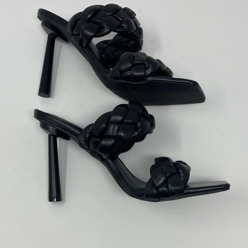 Liliana Black Braided Slip-on Heels size 7